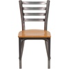 image:imageFlash Furniture 2 Pack HERCULES Series Clear Coated Ladder Back Metal Restaurant Chair  Natural Wood SeatNatural Wood SeatClear Coated Metal Frame