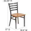 image:imageFlash Furniture 2 Pack HERCULES Series Clear Coated Ladder Back Metal Restaurant Chair  Natural Wood SeatNatural Wood SeatClear Coated Metal Frame