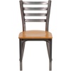 image:imageFlash Furniture 2 Pack HERCULES Series Clear Coated Ladder Back Metal Restaurant Chair  Natural Wood SeatNatural Wood SeatClear Coated Metal Frame