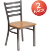 image:imageFlash Furniture 2 Pack HERCULES Series Clear Coated Ladder Back Metal Restaurant Chair  Natural Wood SeatNatural Wood SeatClear Coated Metal Frame
