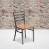 image:imageFlash Furniture 2 Pack HERCULES Series Clear Coated Ladder Back Metal Restaurant Chair  Natural Wood SeatNatural Wood SeatClear Coated Metal Frame