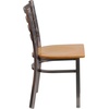 image:imageFlash Furniture 2 Pack HERCULES Series Clear Coated Ladder Back Metal Restaurant Chair  Natural Wood SeatNatural Wood SeatClear Coated Metal Frame