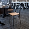 image:imageFlash Furniture 2 Pack HERCULES Series Clear Coated Ladder Back Metal Restaurant Chair  Natural Wood SeatNatural Wood SeatClear Coated Metal Frame