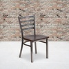 image:imageFlash Furniture 2 Pack HERCULES Series Clear Coated Ladder Back Metal Restaurant Chair  Natural Wood SeatWalnut Wood SeatClear Coated Metal Frame
