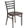 image:imageFlash Furniture 2 Pack HERCULES Series Clear Coated Ladder Back Metal Restaurant Chair  Natural Wood SeatWalnut Wood SeatClear Coated Metal Frame