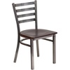 image:imageFlash Furniture 2 Pack HERCULES Series Clear Coated Ladder Back Metal Restaurant Chair  Natural Wood SeatWalnut Wood SeatClear Coated Metal Frame