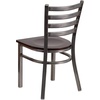 image:imageFlash Furniture 2 Pack HERCULES Series Clear Coated Ladder Back Metal Restaurant Chair  Natural Wood SeatWalnut Wood SeatClear Coated Metal Frame