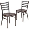 image:imageFlash Furniture 2 Pack HERCULES Series Clear Coated Ladder Back Metal Restaurant Chair  Natural Wood SeatWalnut Wood SeatClear Coated Metal Frame