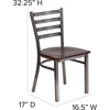 image:imageFlash Furniture 2 Pack HERCULES Series Clear Coated Ladder Back Metal Restaurant Chair  Natural Wood SeatWalnut Wood SeatClear Coated Metal Frame