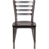 image:imageFlash Furniture 2 Pack HERCULES Series Clear Coated Ladder Back Metal Restaurant Chair  Natural Wood SeatWalnut Wood SeatClear Coated Metal Frame