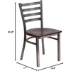 image:imageFlash Furniture 2 Pack HERCULES Series Clear Coated Ladder Back Metal Restaurant Chair  Natural Wood SeatWalnut Wood SeatClear Coated Metal Frame