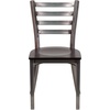 image:imageFlash Furniture 2 Pack HERCULES Series Clear Coated Ladder Back Metal Restaurant Chair  Natural Wood SeatWalnut Wood SeatClear Coated Metal Frame
