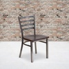 image:imageFlash Furniture 2 Pack HERCULES Series Clear Coated Ladder Back Metal Restaurant Chair  Natural Wood SeatWalnut Wood SeatClear Coated Metal Frame