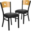 image:imageFlash Furniture 2 Pk HERCULES Series Black Circle Back Metal Restaurant Chair  Natural Wood Back amp SeatNatural Wood BackBlack Vinyl SeatBlack Metal Frame