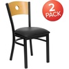 image:imageFlash Furniture 2 Pk HERCULES Series Black Circle Back Metal Restaurant Chair  Natural Wood Back amp SeatNatural Wood BackBlack Vinyl SeatBlack Metal Frame