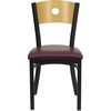 image:imageFlash Furniture 2 Pk HERCULES Series Black Circle Back Metal Restaurant Chair  Natural Wood Back amp SeatNatural Wood BackBurgundy Vinyl SeatBlack Metal Frame