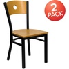 image:imageFlash Furniture 2 Pk HERCULES Series Black Circle Back Metal Restaurant Chair  Natural Wood Back amp SeatNatural Wood BackNatural Wood SeatBlack Metal Frame