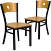 image:imageFlash Furniture 2 Pk HERCULES Series Black Circle Back Metal Restaurant Chair  Natural Wood Back amp SeatNatural Wood BackNatural Wood SeatBlack Metal Frame
