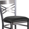 image:imageFlash Furniture 2 Pk HERCULES Series Clear Coated X Back Metal Restaurant Barstool  Mahogany Wood SeatBlack Vinyl SeatClear Coated Metal Frame