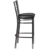 image:imageFlash Furniture 2 Pk HERCULES Series Clear Coated X Back Metal Restaurant Barstool  Mahogany Wood SeatBlack Vinyl SeatClear Coated Metal Frame