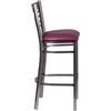 image:imageFlash Furniture 2 Pk HERCULES Series Clear Coated X Back Metal Restaurant Barstool  Mahogany Wood SeatBurgundy Vinyl SeatClear Coated Metal Frame