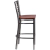 image:imageFlash Furniture 2 Pk HERCULES Series Clear Coated X Back Metal Restaurant Barstool  Mahogany Wood SeatCherry Wood SeatClear Coated Metal Frame