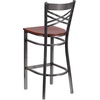 image:imageFlash Furniture 2 Pk HERCULES Series Clear Coated X Back Metal Restaurant Barstool  Mahogany Wood SeatCherry Wood SeatClear Coated Metal Frame