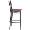 image:imageFlash Furniture 2 Pk HERCULES Series Clear Coated X Back Metal Restaurant Barstool  Mahogany Wood SeatCherry Wood SeatClear Coated Metal Frame