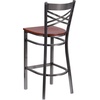 image:imageFlash Furniture 2 Pk HERCULES Series Clear Coated X Back Metal Restaurant Barstool  Mahogany Wood SeatCherry Wood SeatClear Coated Metal Frame