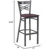image:imageFlash Furniture 2 Pk HERCULES Series Clear Coated X Back Metal Restaurant Barstool  Mahogany Wood SeatMahogany Wood SeatClear Coated Metal Frame