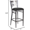 image:imageFlash Furniture 2 Pk HERCULES Series Clear Coated X Back Metal Restaurant Barstool  Mahogany Wood SeatMahogany Wood SeatClear Coated Metal Frame