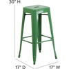 image:imageFlash Furniture 30 Inch Ht Backless Green Metal IndoorOutdoor Barstool Square Seat