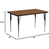 image:imageFlash Furniture 30W x 60L Rectangular Grey HP Laminate Activity Table  Standard Height Adjustable LegsOak