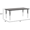 image:imageFlash Furniture 30W x 60L Rectangular Oak HP Laminate Activity Table  Height Adjustable Short LegsGrey