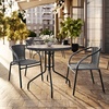 image:imageFlash Furniture 3Piece Patio Dining Set with Round Glass Metal Table and 2 Stackable Rattan Chairs IndoorOutdoor Bistro Table and Chairs Set GrayClearGray