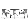 image:imageFlash Furniture 3Piece Patio Dining Set with Round Glass Metal Table and 2 Stackable Rattan Chairs IndoorOutdoor Bistro Table and Chairs Set GrayClearGray