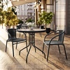 image:imageFlash Furniture 3Piece Patio Dining Set with Round Glass Metal Table and 2 Stackable Rattan Chairs IndoorOutdoor Bistro Table and Chairs Set GrayClearBlack