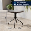 image:imageFlash Furniture 3Piece Patio Dining Set with Round Glass Metal Table and 2 Stackable Rattan Chairs IndoorOutdoor Bistro Table and Chairs Set GrayClearDark Brown