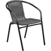 image:imageFlash Furniture 3Piece Patio Dining Set with Round Glass Metal Table and 2 Stackable Rattan Chairs IndoorOutdoor Bistro Table and Chairs Set GrayClearGray