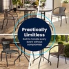 image:imageFlash Furniture 3Piece Patio Dining Set with Round Glass Metal Table and 2 Stackable Rattan Chairs IndoorOutdoor Bistro Table and Chairs Set GrayClearDark Brown