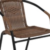 image:imageFlash Furniture 3Piece Patio Dining Set with Round Glass Metal Table and 2 Stackable Rattan Chairs IndoorOutdoor Bistro Table and Chairs Set GrayClearDark Brown