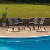 image:imageFlash Furniture 3Piece Patio Dining Set with Round Glass Metal Table and 2 Stackable Rattan Chairs IndoorOutdoor Bistro Table and Chairs Set GrayClearGray