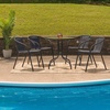image:imageFlash Furniture 3Piece Patio Dining Set with Round Glass Metal Table and 2 Stackable Rattan Chairs IndoorOutdoor Bistro Table and Chairs Set GrayClearBlack