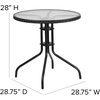 image:imageFlash Furniture 3Piece Patio Dining Set with Round Glass Metal Table and 2 Stackable Rattan Chairs IndoorOutdoor Bistro Table and Chairs Set GrayClearBlack