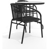 image:imageFlash Furniture 3Piece Patio Dining Set with Round Glass Metal Table and 2 Stackable Rattan Chairs IndoorOutdoor Bistro Table and Chairs Set GrayClearBlack