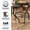 image:imageFlash Furniture 3Piece Patio Dining Set with Round Glass Metal Table and 2 Stackable Rattan Chairs IndoorOutdoor Bistro Table and Chairs Set GrayClearDark Brown