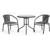 image:imageFlash Furniture 3Piece Patio Dining Set with Round Glass Metal Table and 2 Stackable Rattan Chairs IndoorOutdoor Bistro Table and Chairs Set GrayClearGray