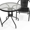 image:imageFlash Furniture 3Piece Patio Dining Set with Round Glass Metal Table and 2 Stackable Rattan Chairs IndoorOutdoor Bistro Table and Chairs Set GrayClearBlack