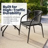 image:imageFlash Furniture 3Piece Patio Dining Set with Round Glass Metal Table and 2 Stackable Rattan Chairs IndoorOutdoor Bistro Table and Chairs Set GrayClearBlack