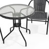 image:imageFlash Furniture 3Piece Patio Dining Set with Round Glass Metal Table and 2 Stackable Rattan Chairs IndoorOutdoor Bistro Table and Chairs Set GrayClearGray
